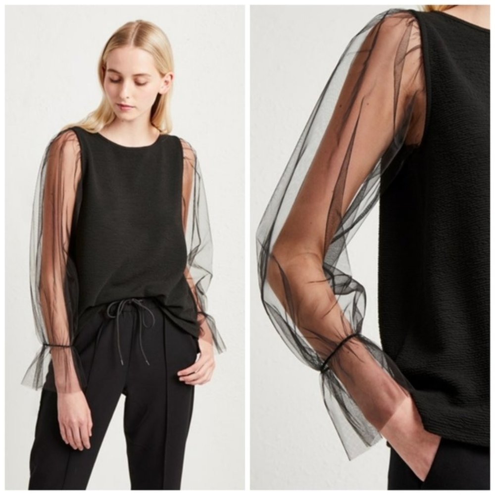 NWT❗ French Connection Phyllis Sheer Jersey top Size Medium